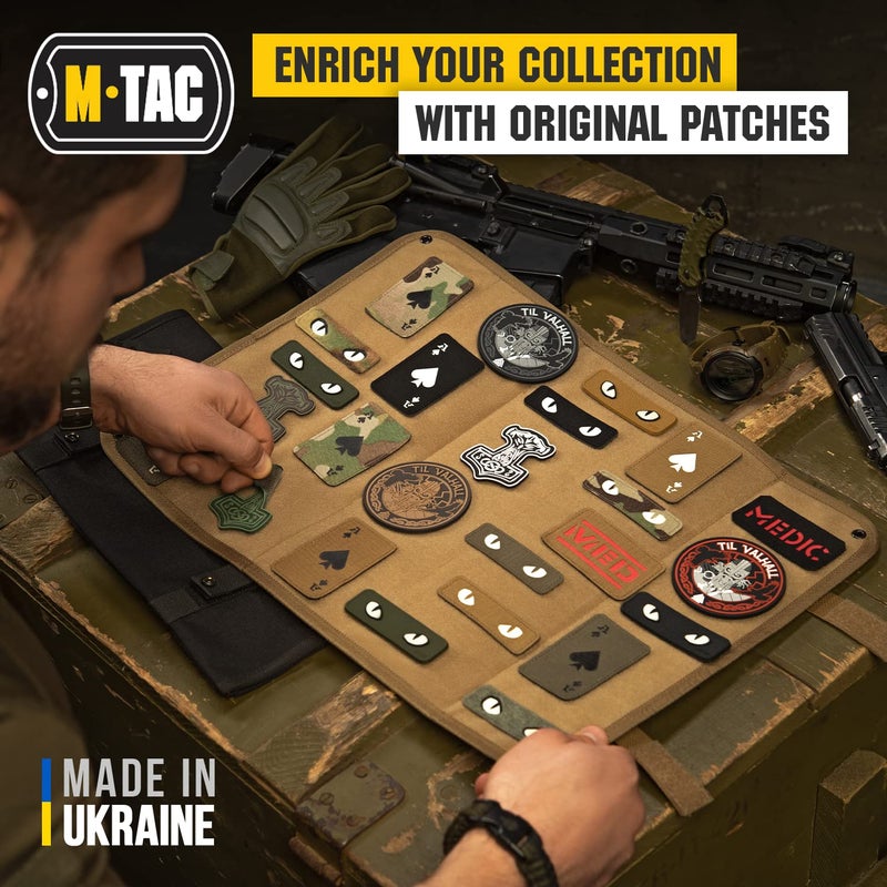 M-TAC رقعة معنوية تكتيكية M-Tac لمعدات الجيش - رقعة آيس من البستوني - رقع عسكرية للملابس، والسترات، والحقائب، والقبعات - رقع قتال بخطاف وحلقة (تمويه/أسود 2 قطعة) - Image 5